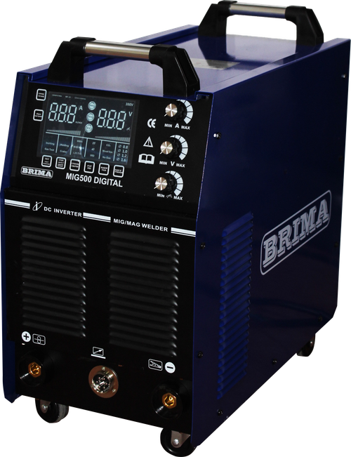 ПОЛУАВТОМАТ MIG-500 (380В) (15кг) WF23A "BRIMA" DIGITAL - установка универсальная c функциями полуавтоматической сварки (MIG), ручной дуговой сварки (MMA) и аргонодуговой (TIG) сварки