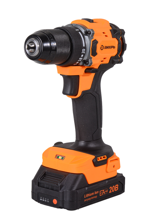 Дрель-шуруповерт аккумуляторная Вихрь ДА-20Л-2К/БП (2,0 А/ч) (бесщеточный двигатель, 70Нм)