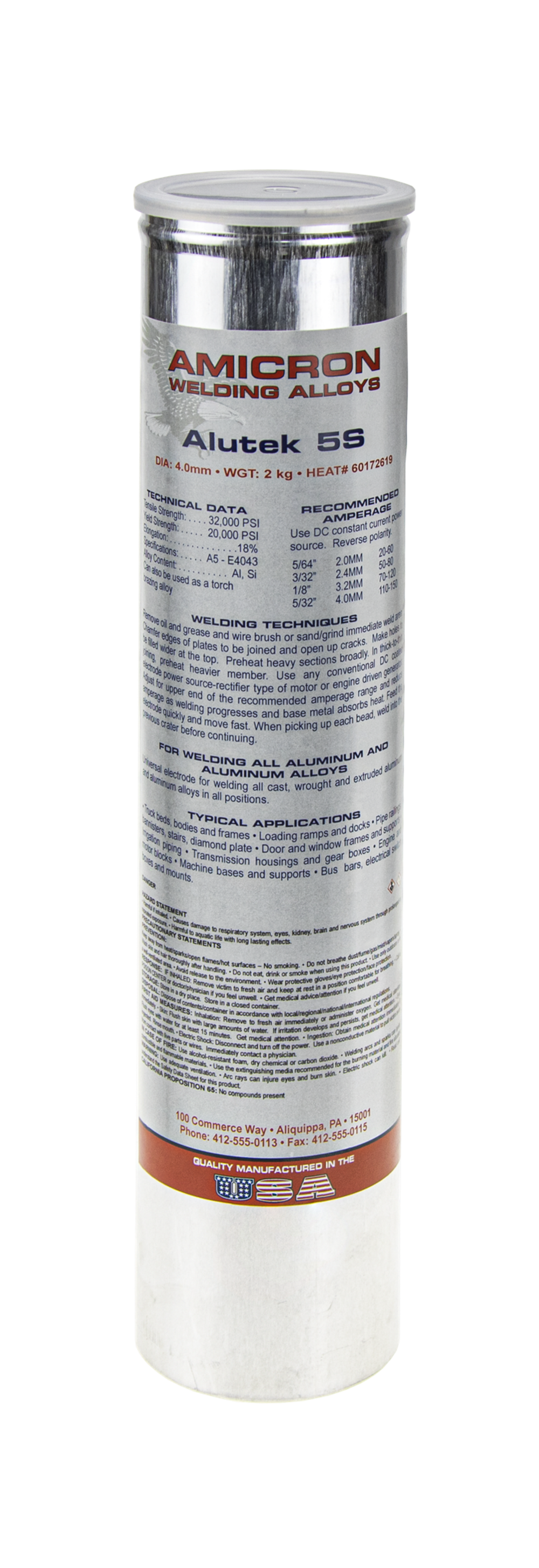Alutek 5S d.4 (уп 2кг) Сварочные электроды Amicron W.A. (2/8) 06AMAL40