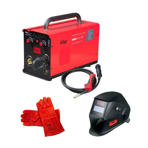 FUBAG Сварочный полуавтомат IRMIG 180 SYN (с горелкой 250А в комплекте) (8641809) + Маска сварщика Хамелеон IR 9-13N S (38072) + Сварочные краги на подкладке красные FWGN 10R (641180)