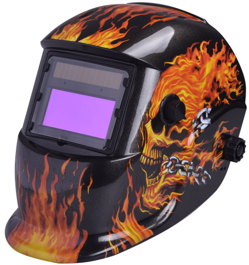 Самозатемняющаяся сварочная маска BRIMA MEGA HA-1110o (огненный череп)