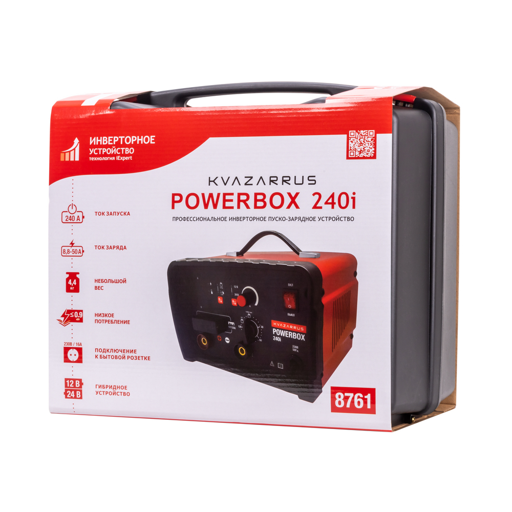 Инверторное пуско-зарядное устройство KVAZARRUS PowerBox 240i, таймер, пластиковый кейс