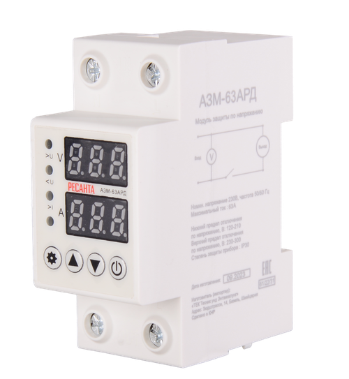 Блок защиты по напряжению Ресанта АЗМ-63АРД регулируемый (с дисплеем)