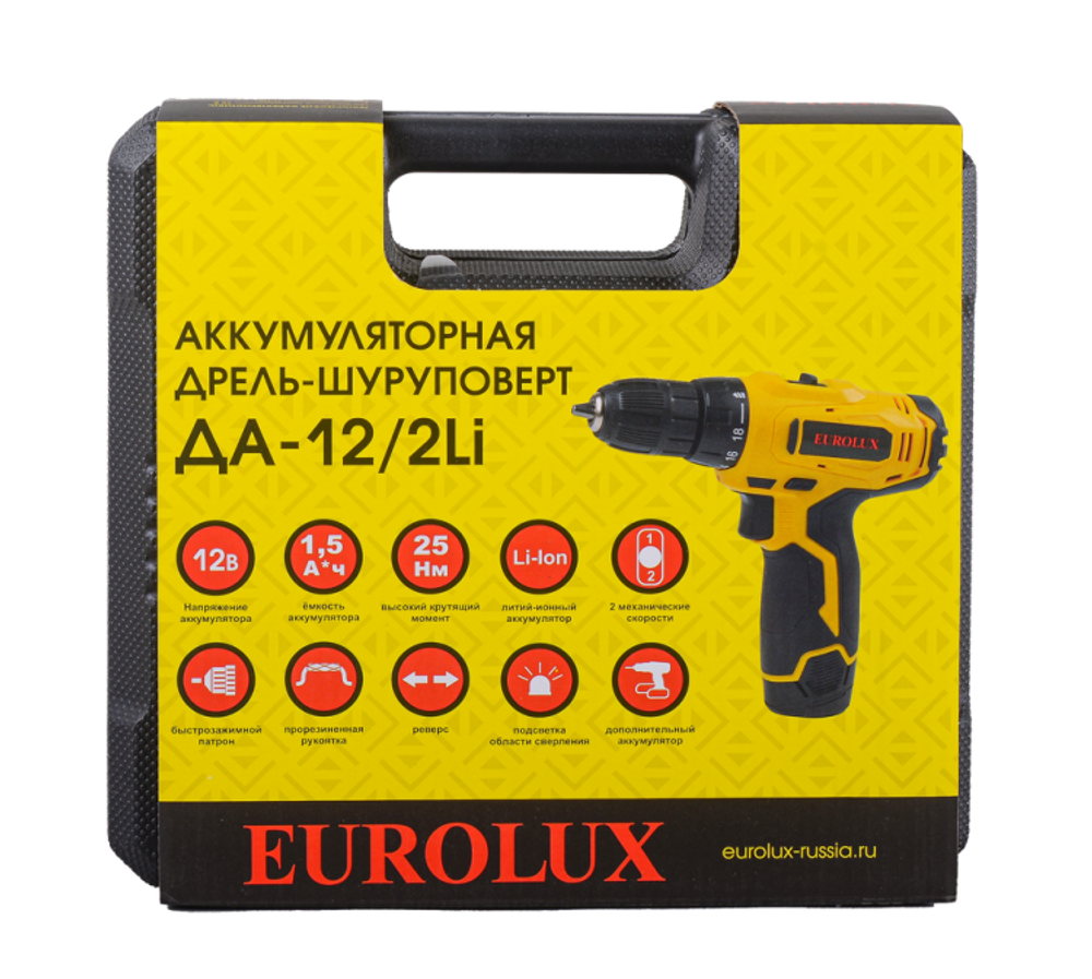 Дрель-шуруповерт аккумуляторная Eurolux ДА-12/2Li