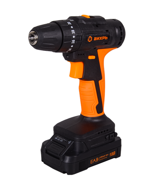 Дрель-шуруповерт аккумуляторная Вихрь ДА-18Л-2КУ/Б (бесщеточный двигатель)