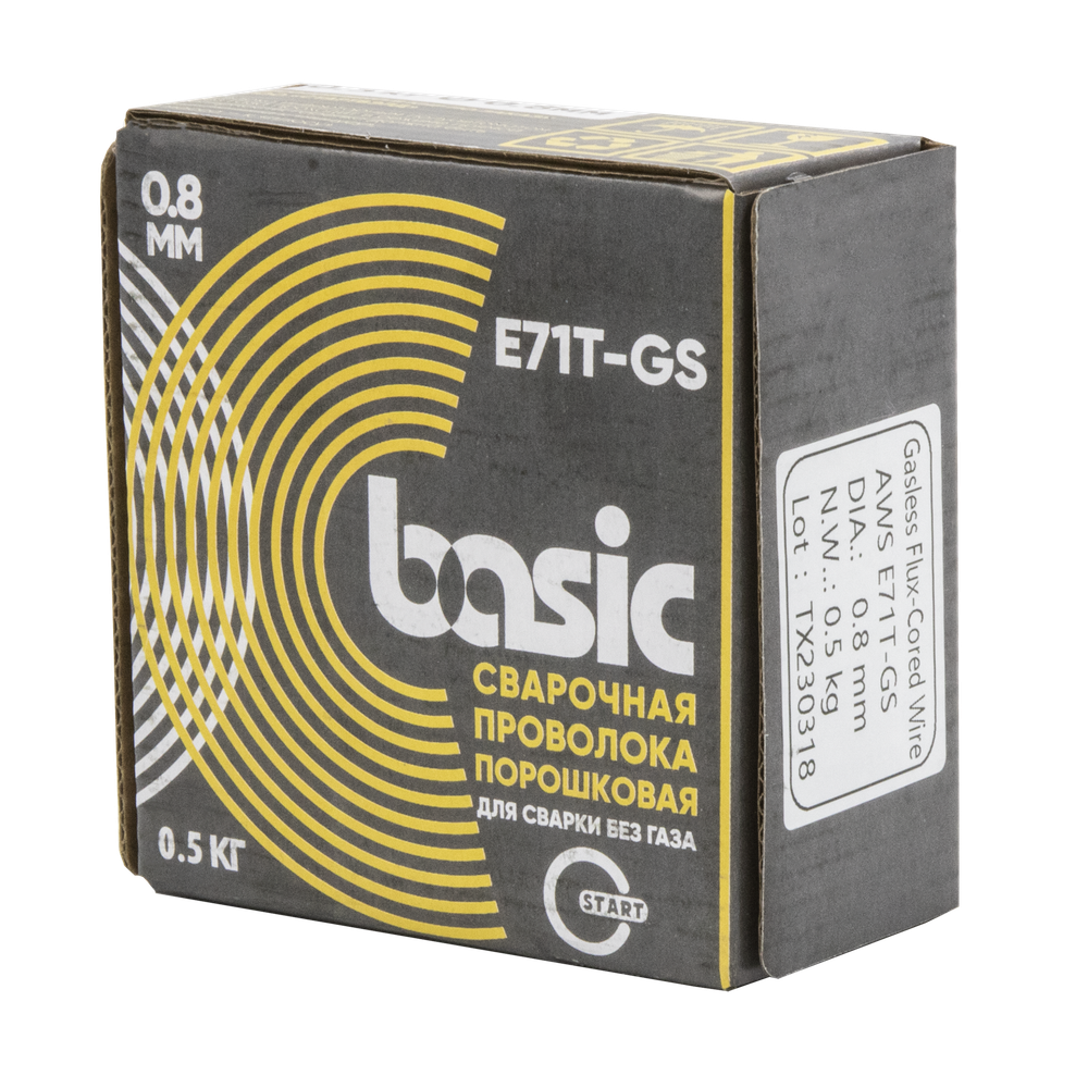 Проволока сварочная порошковая Basic E71T-GS д.0,8 (0,5кг) START STB71805