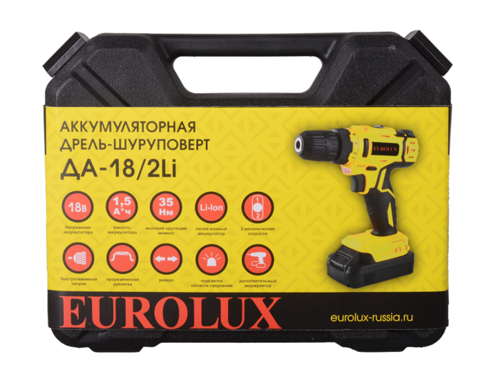 Дрель-шуруповерт аккумуляторная Eurolux ДА-18/2Li