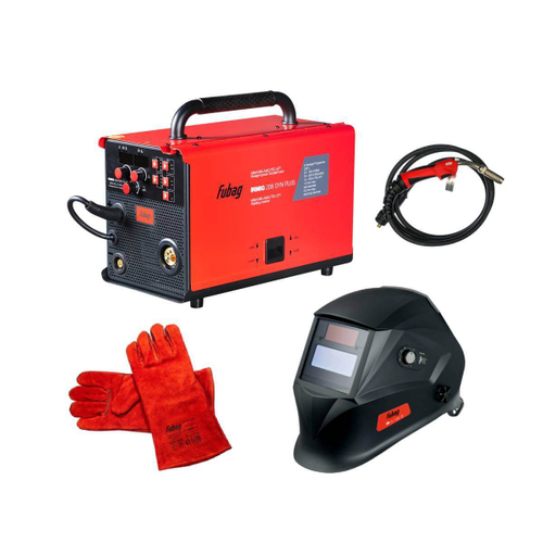 FUBAG Сварочный полуавтомат IRMIG 208 SYN PLUS (31447) + Маска сварщика Хамелеон IR 9-13N S (38072) + Сварочные краги на подкладке красные FWGN 10R (641180)