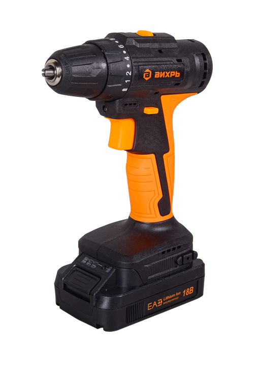 Дрель-шуруповерт аккумуляторная Вихрь ДА-18Л-2К/Б (бесщеточный двигатель)