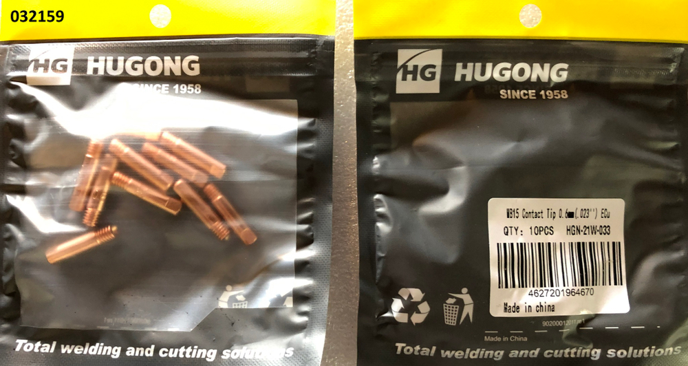 Наконечник контактный токосъемный HG- MB 15, 0,6 мм.(упак. 10 шт.) / MB15 Contact Tip 0.6mm(.023'') Ecu