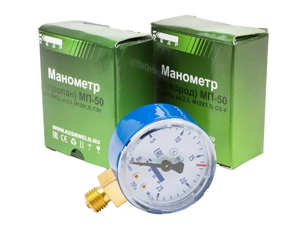 Манометр КЕДР ТМ2 Кислород, (0-2,5 МПа, кл.2,5, М12Х1,5) О2-У