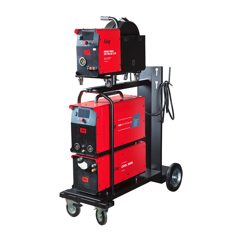 FUBAG Сварочный полуавтомат XMIG 500T DW PULSE + Подающий механизм DRIVE XMIG DW PULSE + Горелка FB 550W 3m + Блок жидкостного охлаждения Cool XMIG + Шланг-пакет 5 метров 95мм2 14 pol с жидкостным охлаждением + Тележка XM